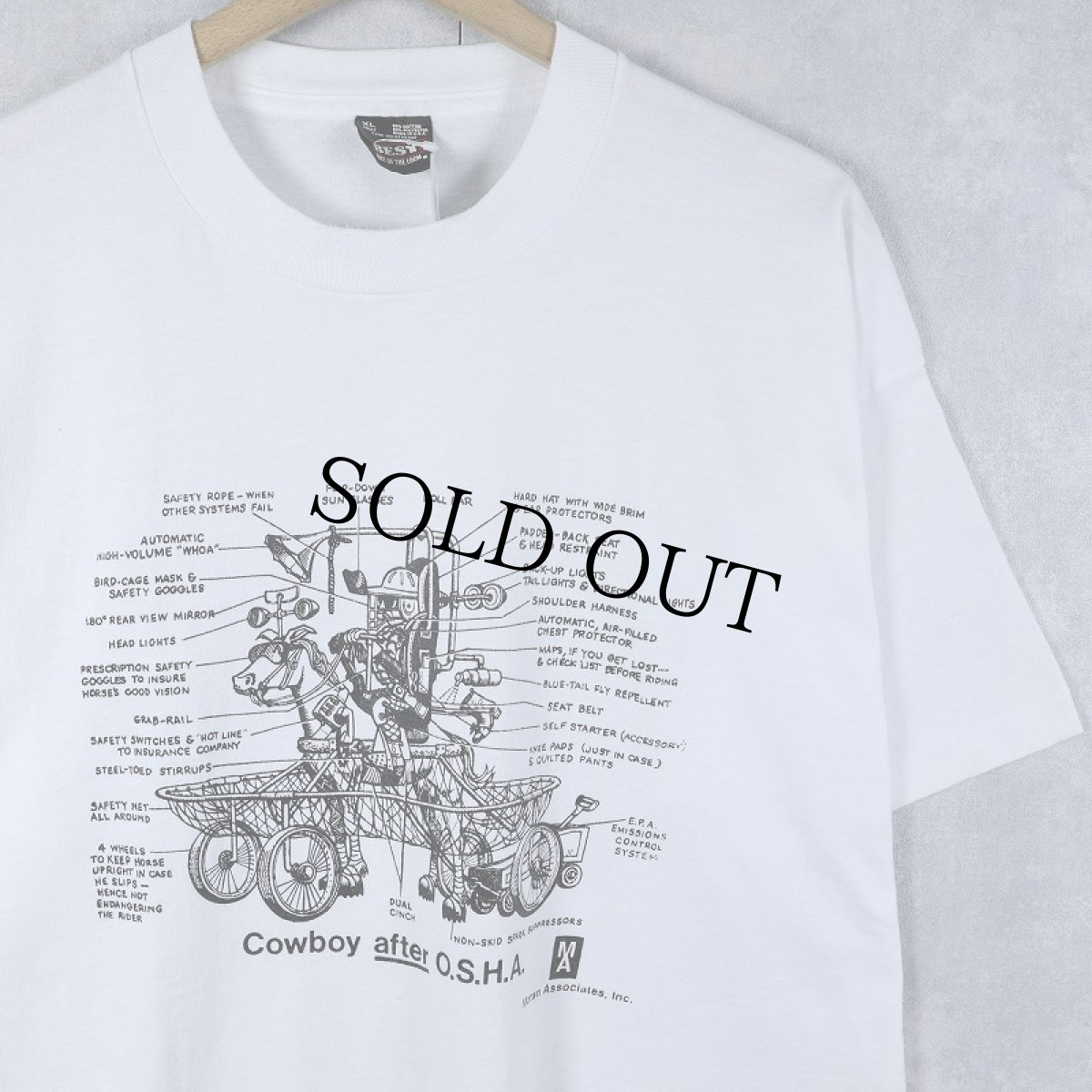 画像1: 90's Moran Associates, Inc. USA製 "Cowboy after O.S.H.A." イラストプリントTシャツ XL (1)
