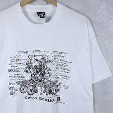 画像1: 90's Moran Associates, Inc. USA製 "Cowboy after O.S.H.A." イラストプリントTシャツ XL (1)