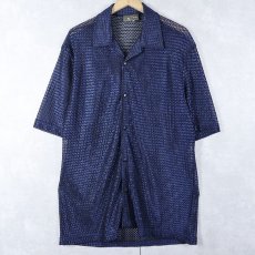 画像1: 90's POP ICON USA製 メッシュオープンカラーシャツ XXL  (1)