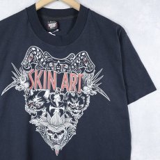 画像1: 90's SKIN ART USA製 タトゥープリントTシャツ BLACK L (1)
