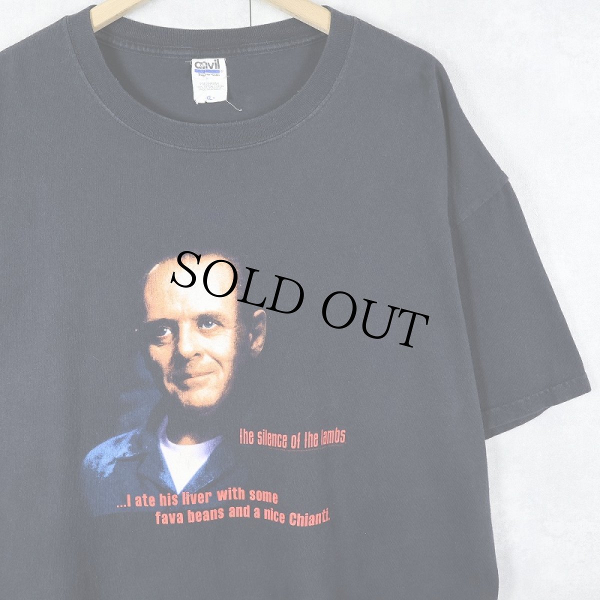 画像1: 2000's THE SILENCE OF THE LAMBS "...I ate his liver with some..." ホラー映画プリントTシャツ BLACK XL (1)