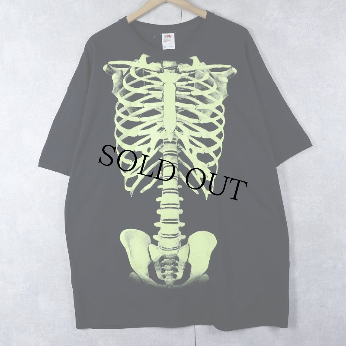 画像1: 骨格騙し絵 蓄光プリントTシャツ BLACK 2XL (1)
