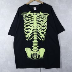 画像1: 90's 骨格騙し絵 蓄光プリントTシャツ BLACK 2XL (1)