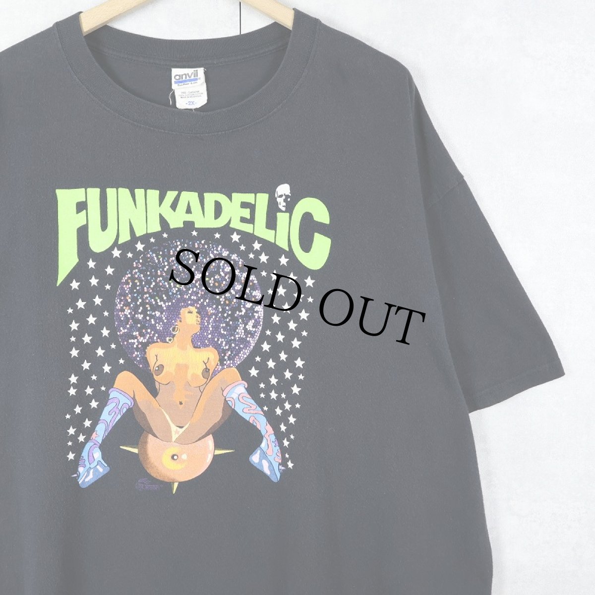 画像1: 2000's FUNKADELIC "Afro Girl" ファンクバンドTシャツ BLACK 2X (1)