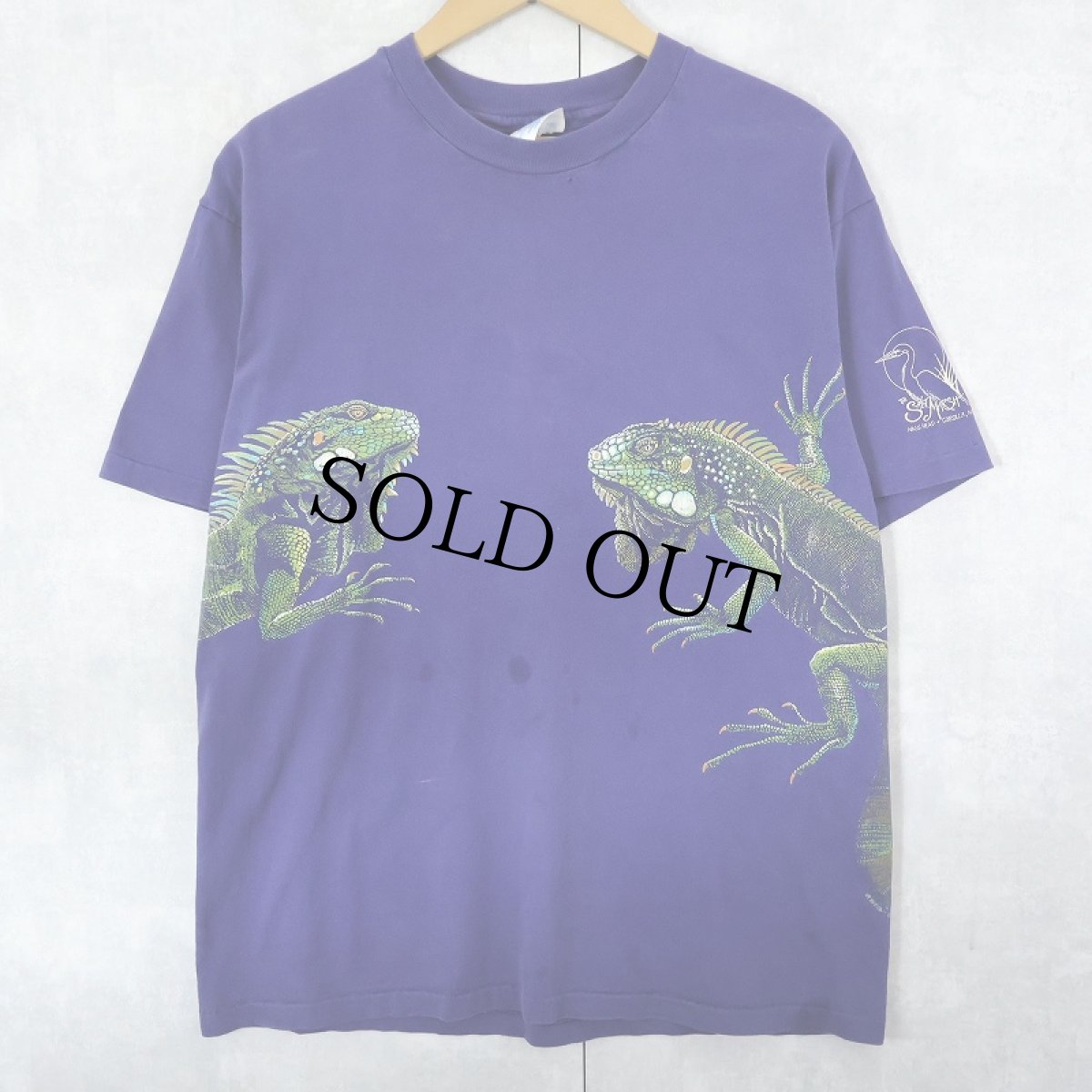 画像1: 90's USA製 イグアナ巻きプリントTシャツ L (1)