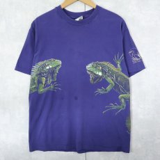 画像1: 90's USA製 イグアナ巻きプリントTシャツ L (1)