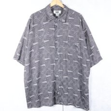 画像1: CITY STREETS ジオメトリック柄 レーヨンシャツ XL (1)