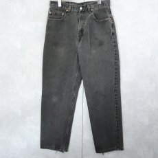 画像1: 90's Levi's 550 USA製 "サルファブラック" ブラックデニムパンツ W32 (1)