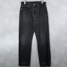 画像1: 90's Levi's 501 USA製 "サルファブラック" ブラックデニムパンツ W30 (1)