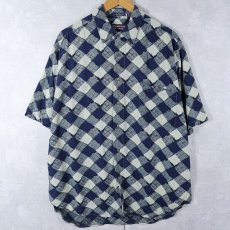 画像1: 90's ROUNDTREE & YORKE チェック柄 レーヨンシャツ L (1)