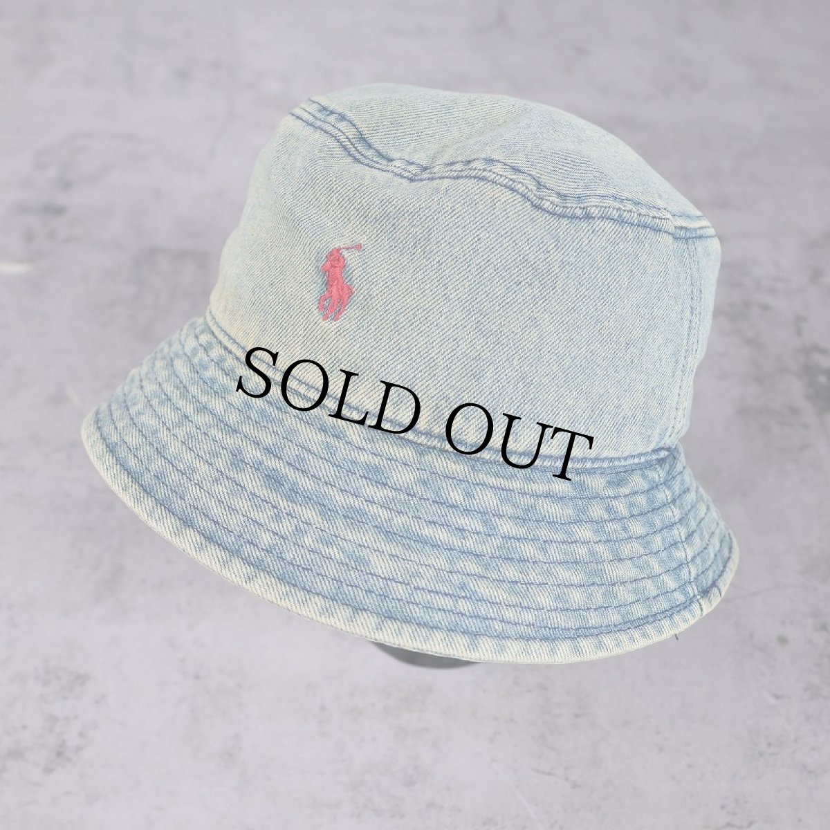 画像1: 90's POLO Ralph Lauren USA製 ロゴ刺繍 デニムバケットハット ONESIZE (1)
