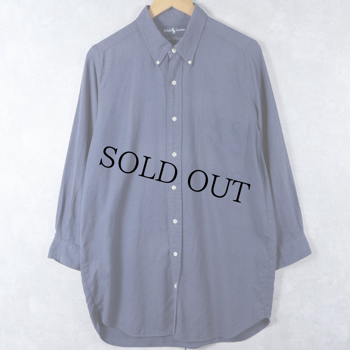 画像1: Ralph Lauren "BLAKE" ポニー無し コットン×ウールボタンダウンシャツ XL (1)