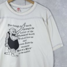 画像1: 70's H. WOLF & SONS INC. USA製 キャラクタープリントフットボールTシャツ XL (1)