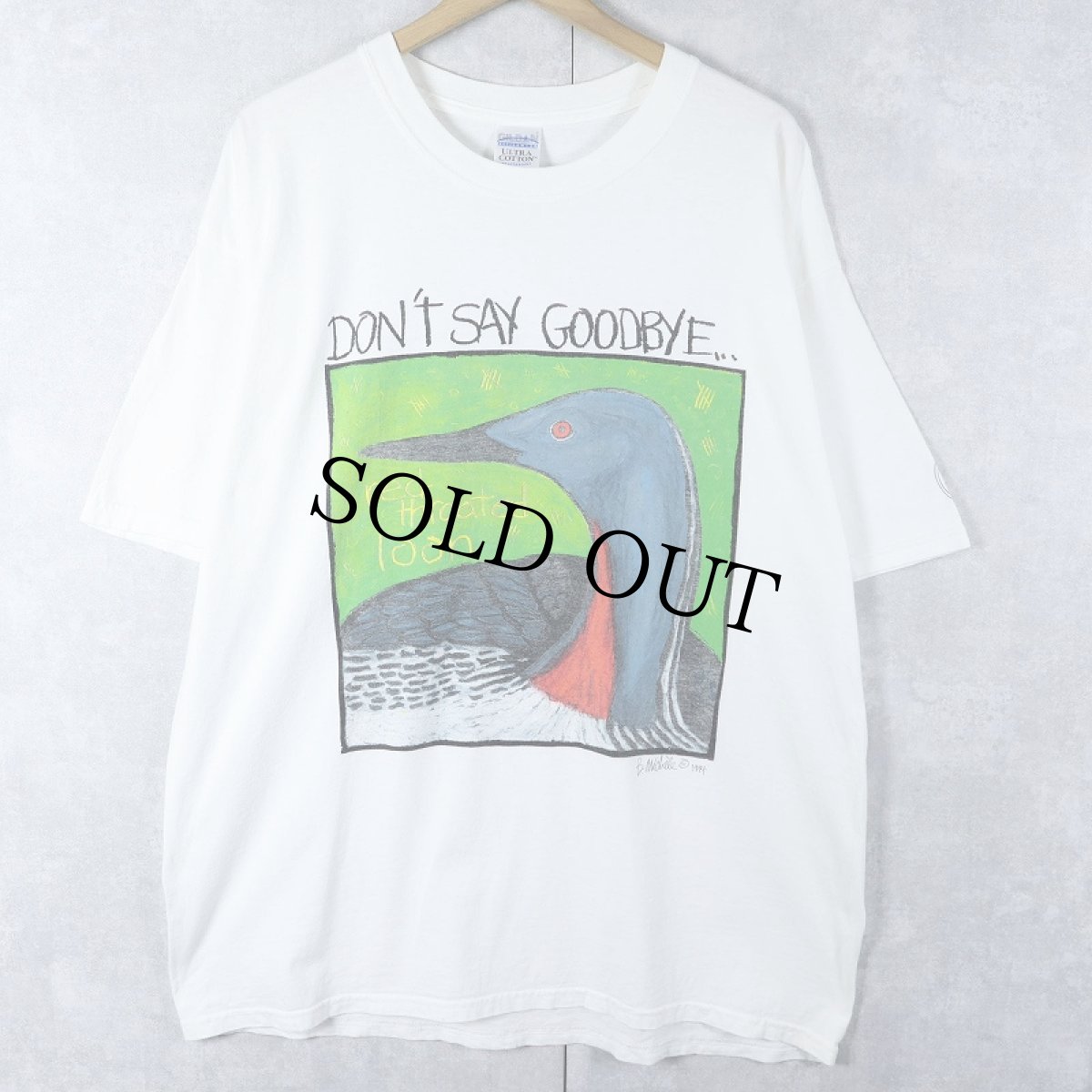 画像1: 90's B. Michele "DON'T SAY GOODBYE..." アートプリントTシャツ XL (1)