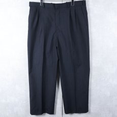 画像1: 〜80's Barry MANUFACTURING ピンストライプ柄 サマーウールスラックス NAVY W (1)