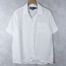 画像1: POLO Ralph Lauren "CLASSIC FIT" ポニー無し リネンオープンカラーシャツ M (1)