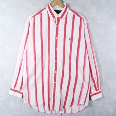 画像1: Ralph Lauren ストライプ柄 コットンボタンダウンシャツ S (1)