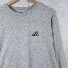 画像1: 90's adidas USA製 ロゴ刺繍ロンT M (1)