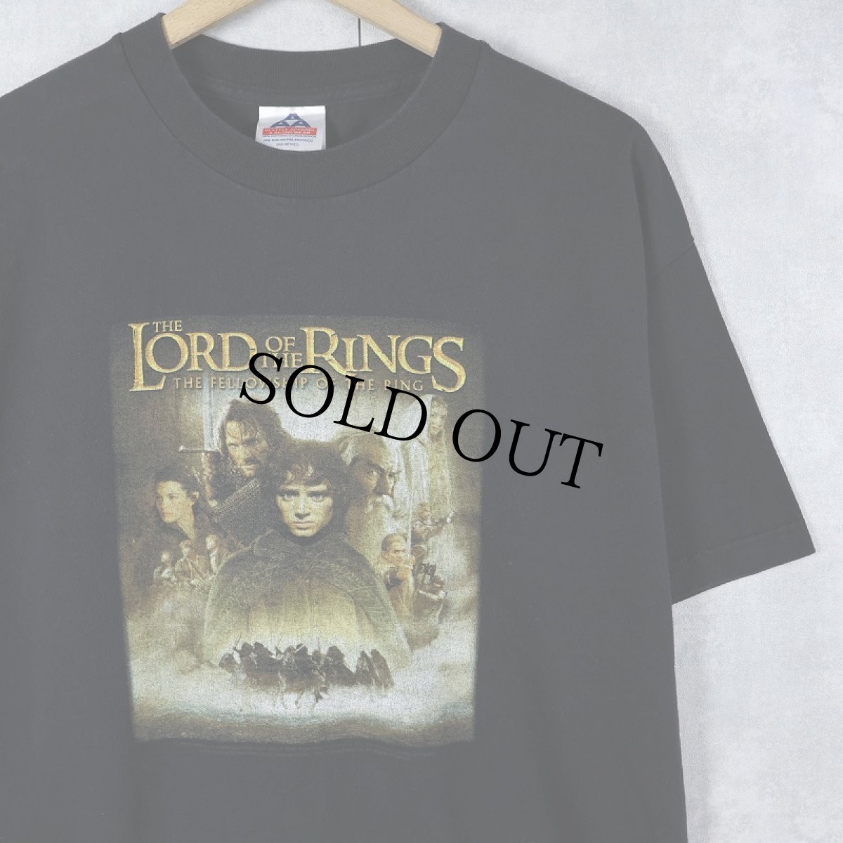 画像1: 2000's LORD OF THE RINGS "THE FELLOWCHIP OF THE RING" 映画プリントTシャツ BLACK L (1)