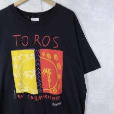 画像1: 2000's Pablo Picasso "TOROS EN VALLAURIS" アートプリントTシャツ BLACK  (1)