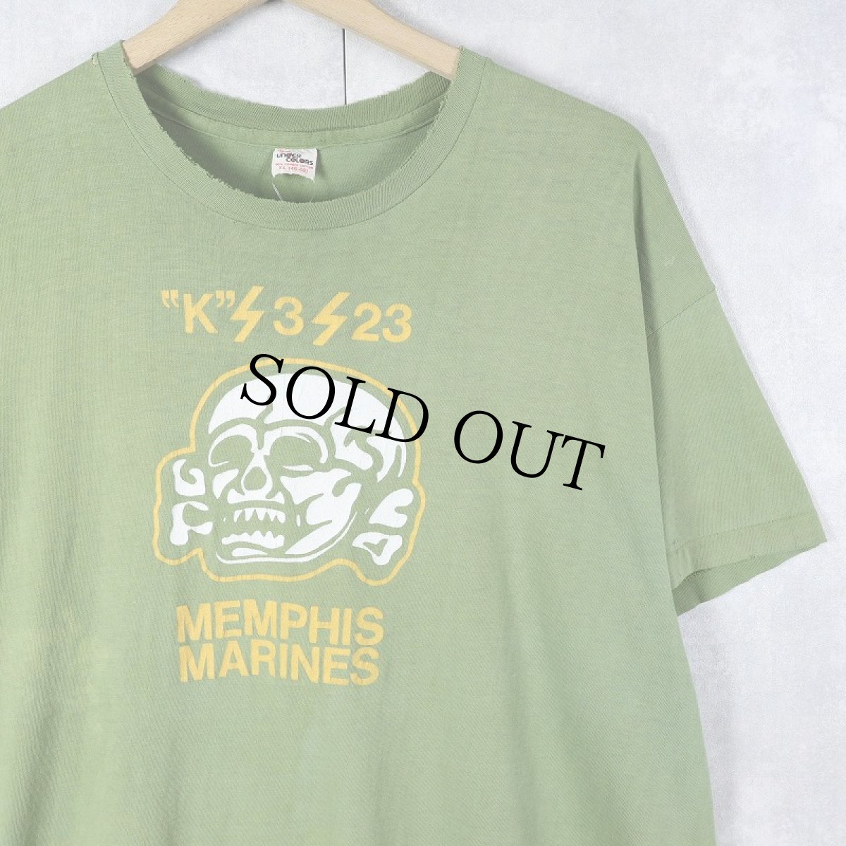 画像1: 70's MEMPHIS MARINES "K/3/23" スカル イラストTシャツ XL (1)