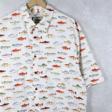 画像1: USA製 魚柄 コットンシャツ XL (1)