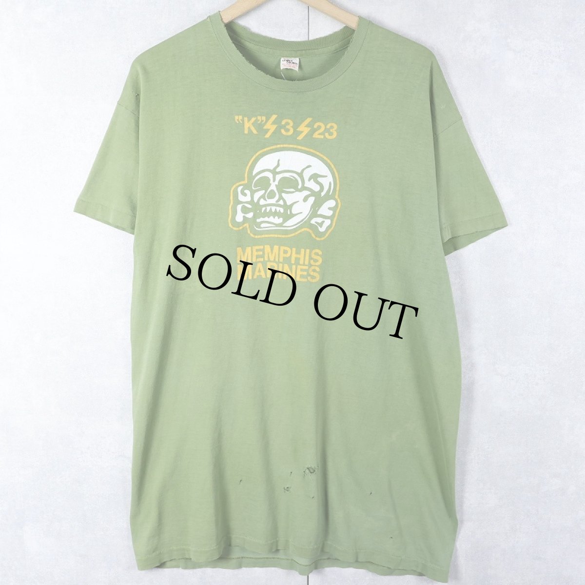 画像2: 70's MEMPHIS MARINES "K/3/23" スカル イラストTシャツ XL (2)