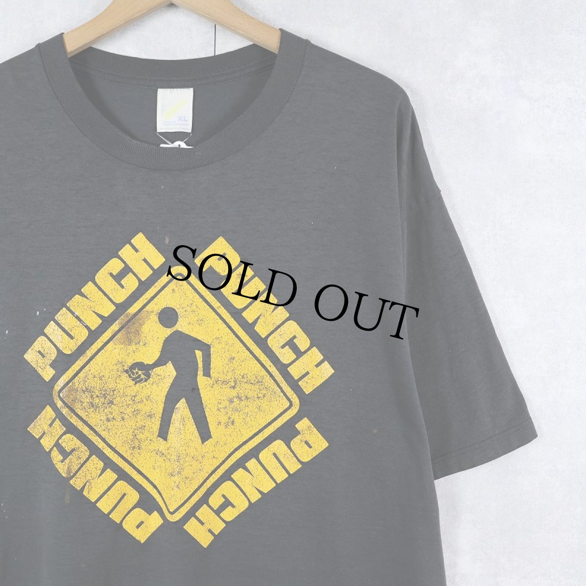 画像1: 80's "PUNCH" イラストプリントTシャツ BLACK XL (1)