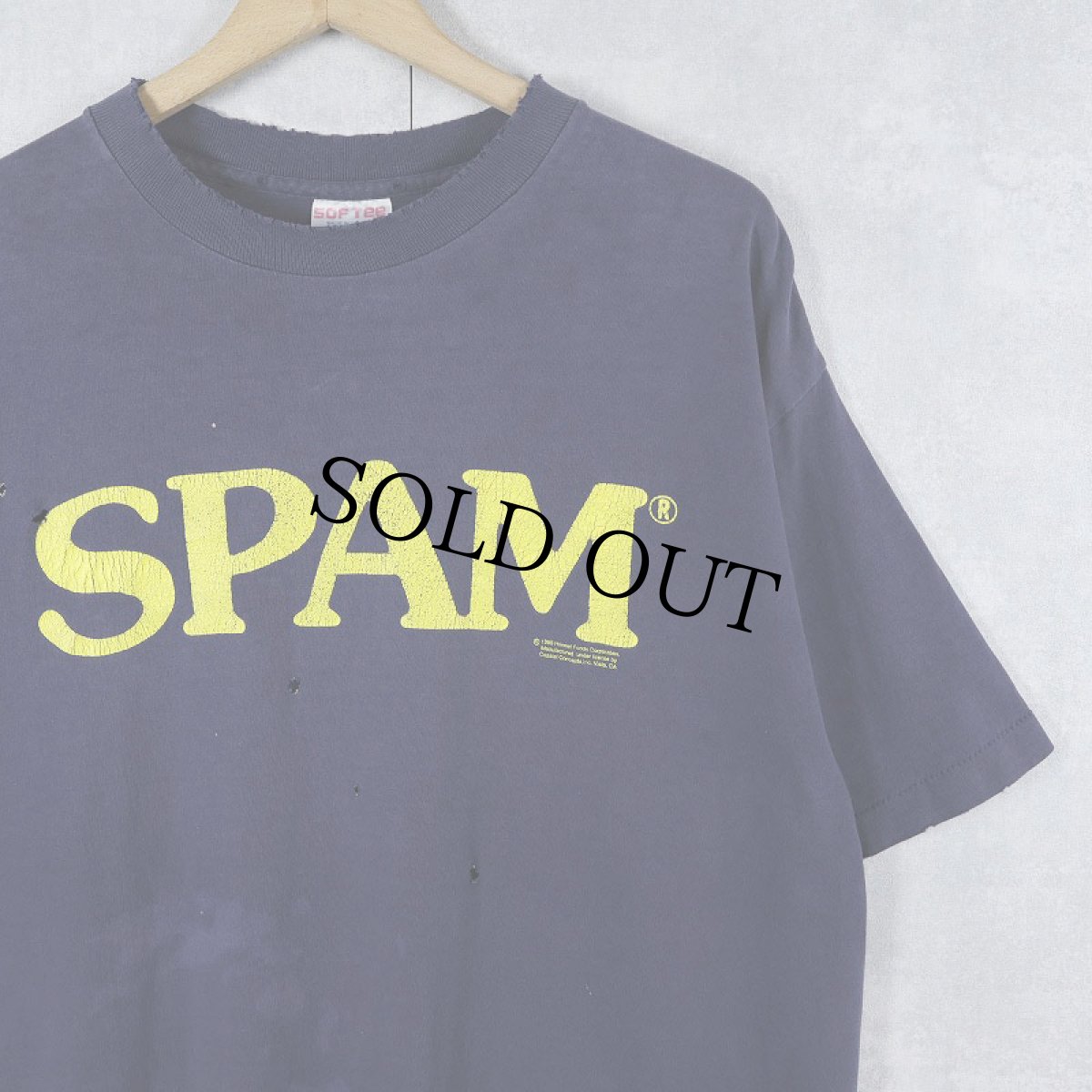 画像1: 90's SPAM USA製 ロゴプリントTシャツ NAVY XL (1)