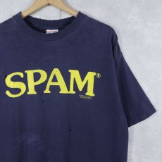 画像1: 90's SPAM USA製 ロゴプリントTシャツ NAVY XL (1)