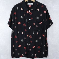 画像1: CHICO'S DESIGN 総柄 レーヨンシャツ BLACK SIZE2 (1)