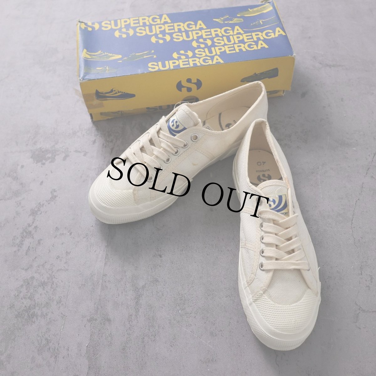 画像1: 80's Superga ITALY製 キャンバススニーカー 箱付き SIZE40 (1)