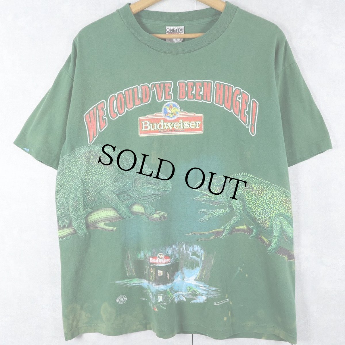 画像1: 90's Budweiser USA製 "WE COULD'VE BEEN HUGE!" ビールメーカープリントTシャツ L (1)