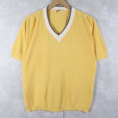 画像1: 60's Munsingwear Vネック 半袖コットンニット L (1)