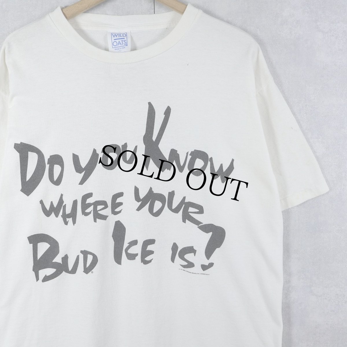 画像1: 90's Bud ICE USA製 "Do You Know Where your Bud Ice is?" ビールメーカープリントTシャツ XL (1)