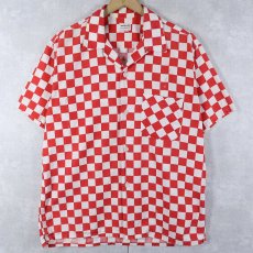画像1: 50's Unknown チェッカー柄 コットンオープンカラーシャツ (1)