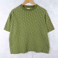画像1: 60〜70's TOWNCRAFT Penneys 総柄 ジャガードTシャツ L (1)