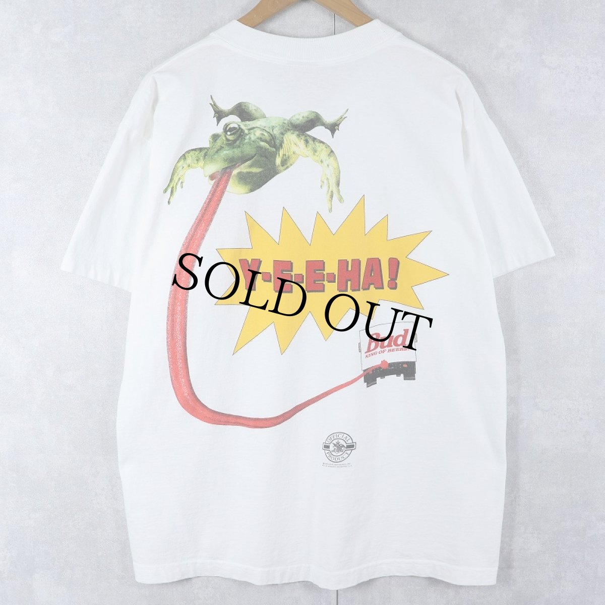 画像2: 90's Budweiser USA製 "Y-E-E-HA!" ビールメーカープリントTシャツ L (2)