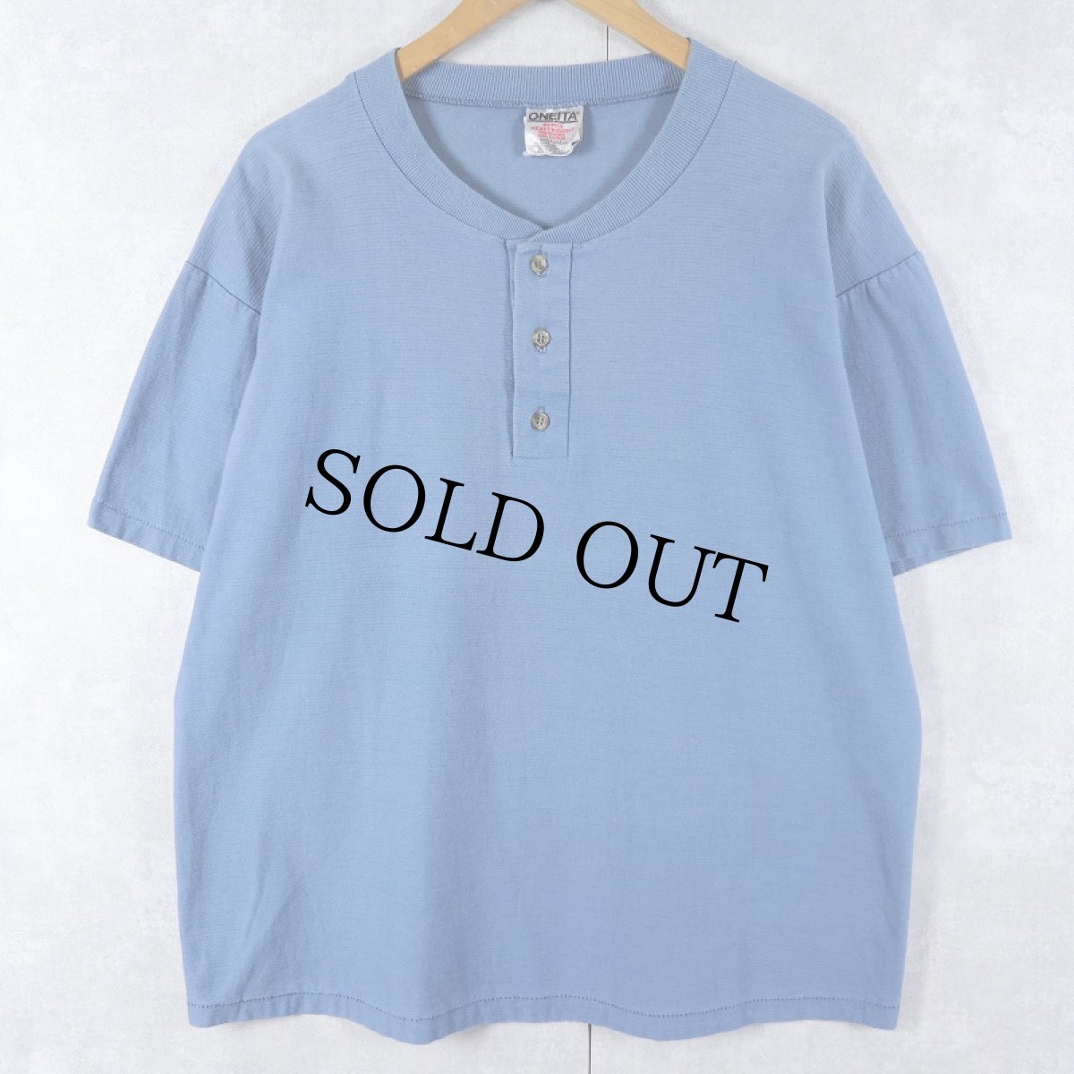 画像1: 90's ONEITA USA製 ヘンリーネックTシャツ L (1)