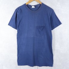 画像1: 70's SNEAKERS USA製 "丸ポケ" 無地ポケットTシャツ NAVY M (1)
