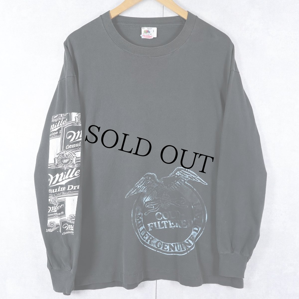 画像1: 90's Miller Genuine Draft USA製 ビールブランド プリントロンT BLACK XL (1)
