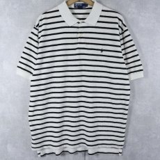 画像1: POLO Ralph Lauren ロゴ刺繡 ボーダー柄 パイルポロシャツ L (1)