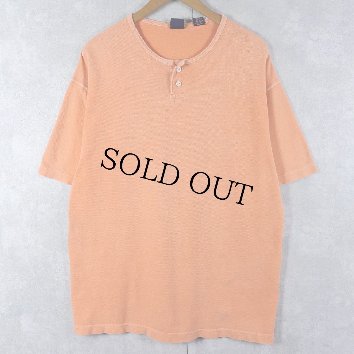 画像1: 90's GAP オーバーダイ ヘンリーネックTシャツ L (1)