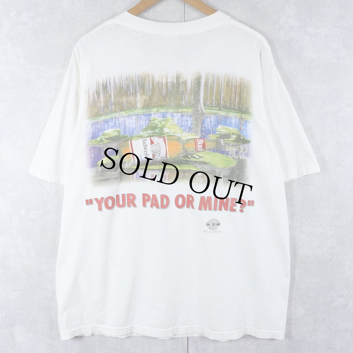 画像2: 90's Budweiser USA製 "YOUR PAD OR MINE?" ビールメーカープリントTシャツ XL (2)