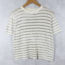画像1: 70〜80's LYNNJAC ボーダー柄 ジャガードニットTシャツ (1)