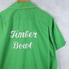 画像1: 70's Hilton USA製 "Timber Bowl" チェーン刺繍 ボウリングシャツ L (1)