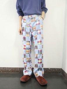 画像1: 80's USA製 チェック柄 パッチワークパンツ W39 (1)