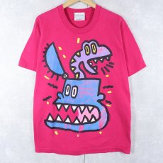 画像1: 90's JIM JAM USA製 大判 イラストプリントTシャツ L (1)