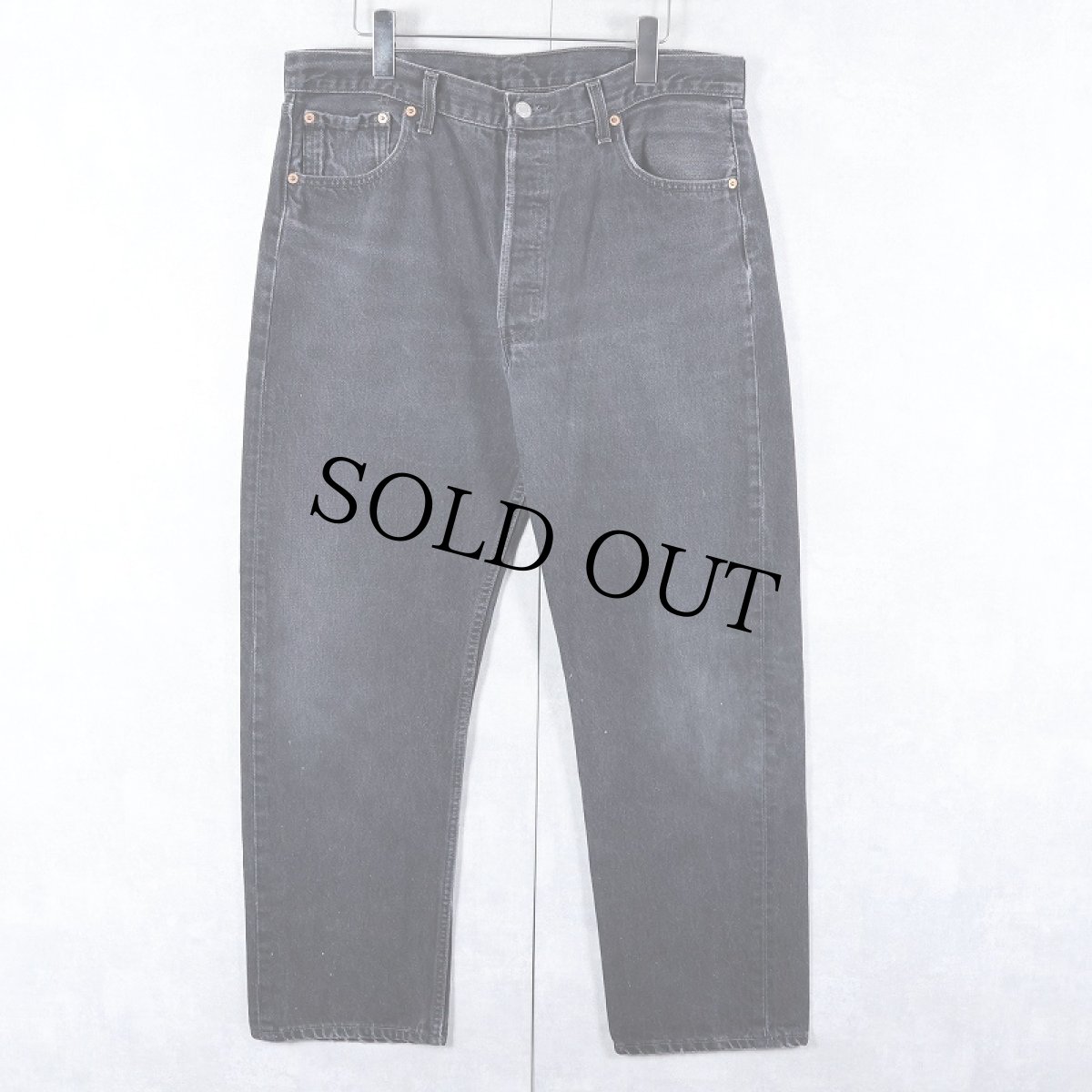 画像1: 90's Levi's 501 USA製 "サルファブラック" ブラックデニムパンツ W35 (1)