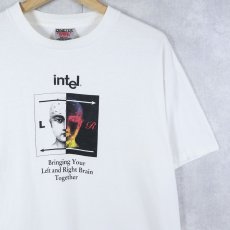 画像1: 90's intel USA製 "Bringing Your Left and Right Brain Together" 半導体メーカー プリントTシャツ L (1)